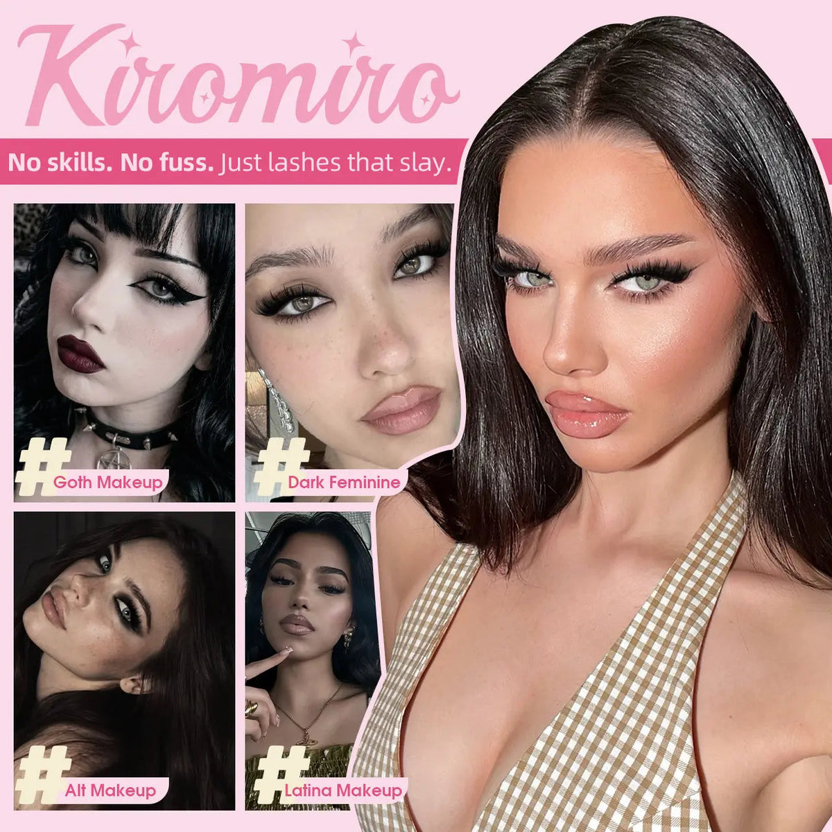 Kiromiro 20mm 3D Fluffy Cat-Eye False Eyelashes - Dramatic Spiky Lashes, 7 Pairs