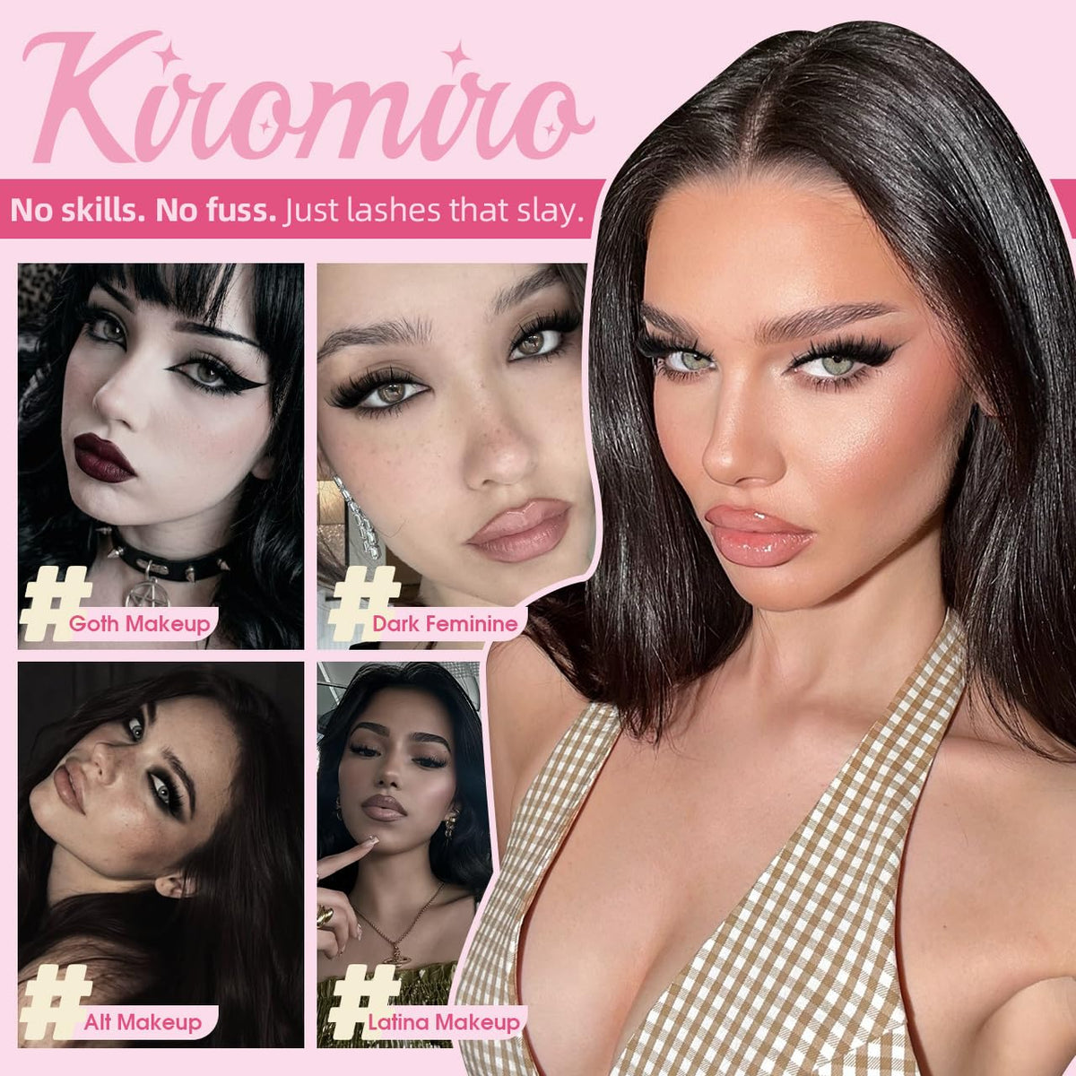 Kiromiro 20mm 3D Fluffy Cat-Eye False Eyelashes - Dramatic Spiky Lashes, 7 Pairs