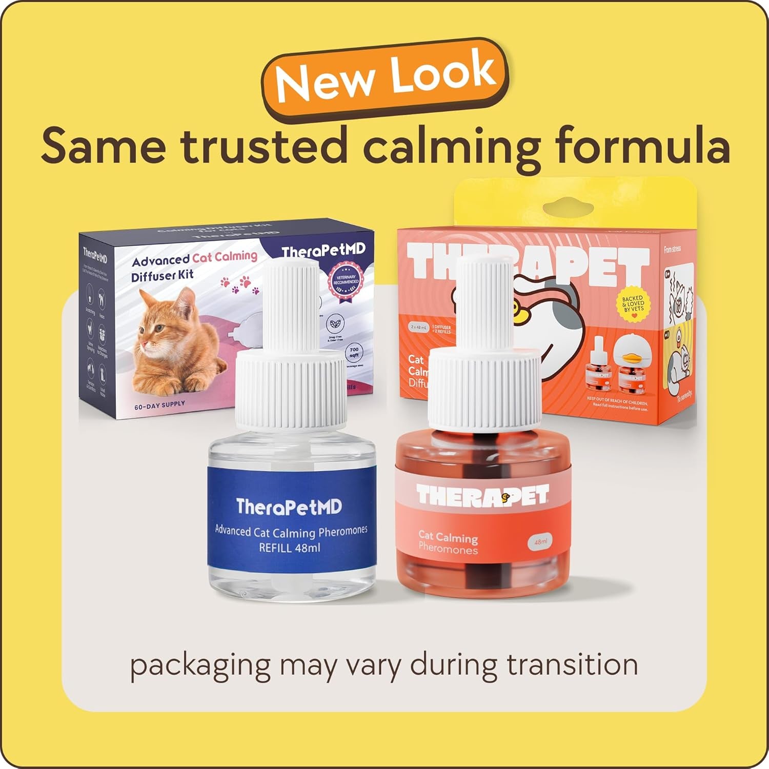 Therapetmd 60-Day Cat Calming Diffuser - Cat Pheromone Diffuser for Stress, Pee Spraying, Cat Fighting, Aggression, Excessive Meowing & Scratching - 60-Day Refill Included - Packaging May Vary