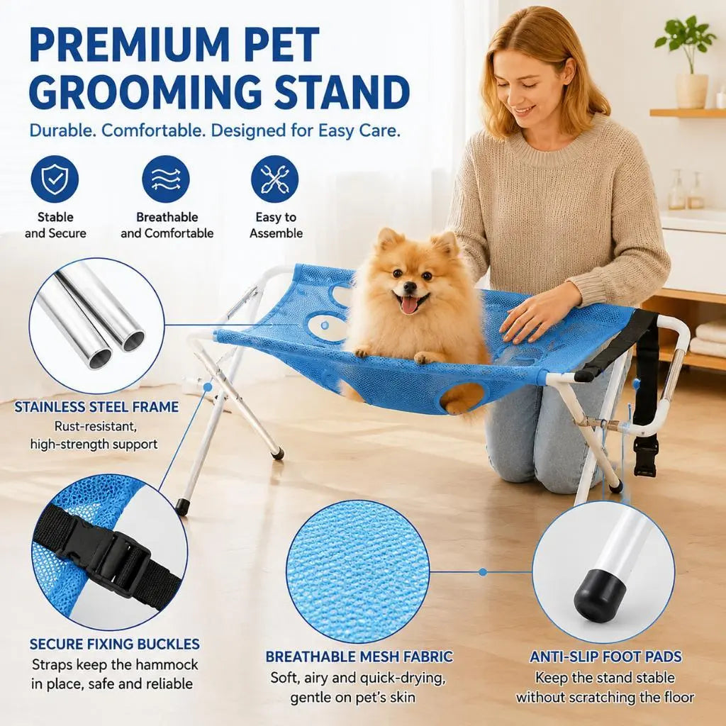Multifunctional Folding Pet Grooming Rack - Cat and Dog Bath Support Bracket, Portable Fixed Holder for Home Grooming