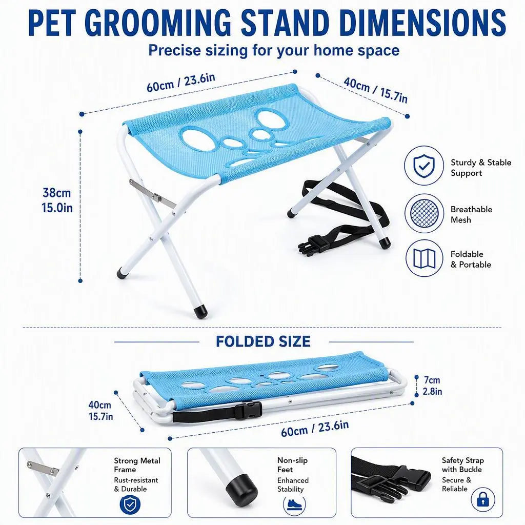 Multifunctional Folding Pet Grooming Rack - Cat and Dog Bath Support Bracket, Portable Fixed Holder for Home Grooming