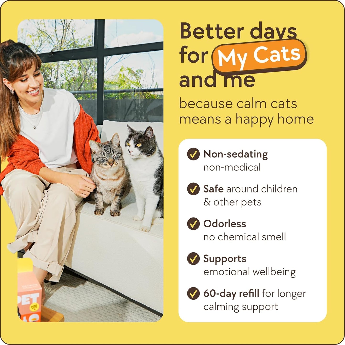 Therapetmd 60-Day Cat Calming Diffuser - Cat Pheromone Diffuser for Stress, Pee Spraying, Cat Fighting, Aggression, Excessive Meowing & Scratching - 60-Day Refill Included - Packaging May Vary